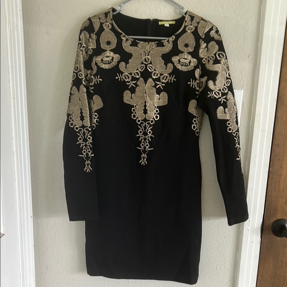 Gianni Bini Gold and Black Embellished Sheath Dress